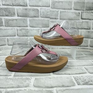 Fitflop Lottie Corsage Crystal Pink Embellished  Wedge Sandal Women’s Size 10